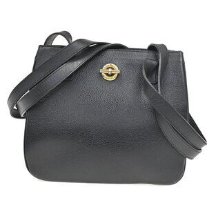 CELINE Logo Toggle Clasp Shoulder Bag Leather Black GHW France 04CA574